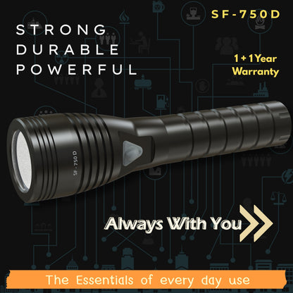 SF-750-D Rechargeable LED Flashlight with Diffuser Cap