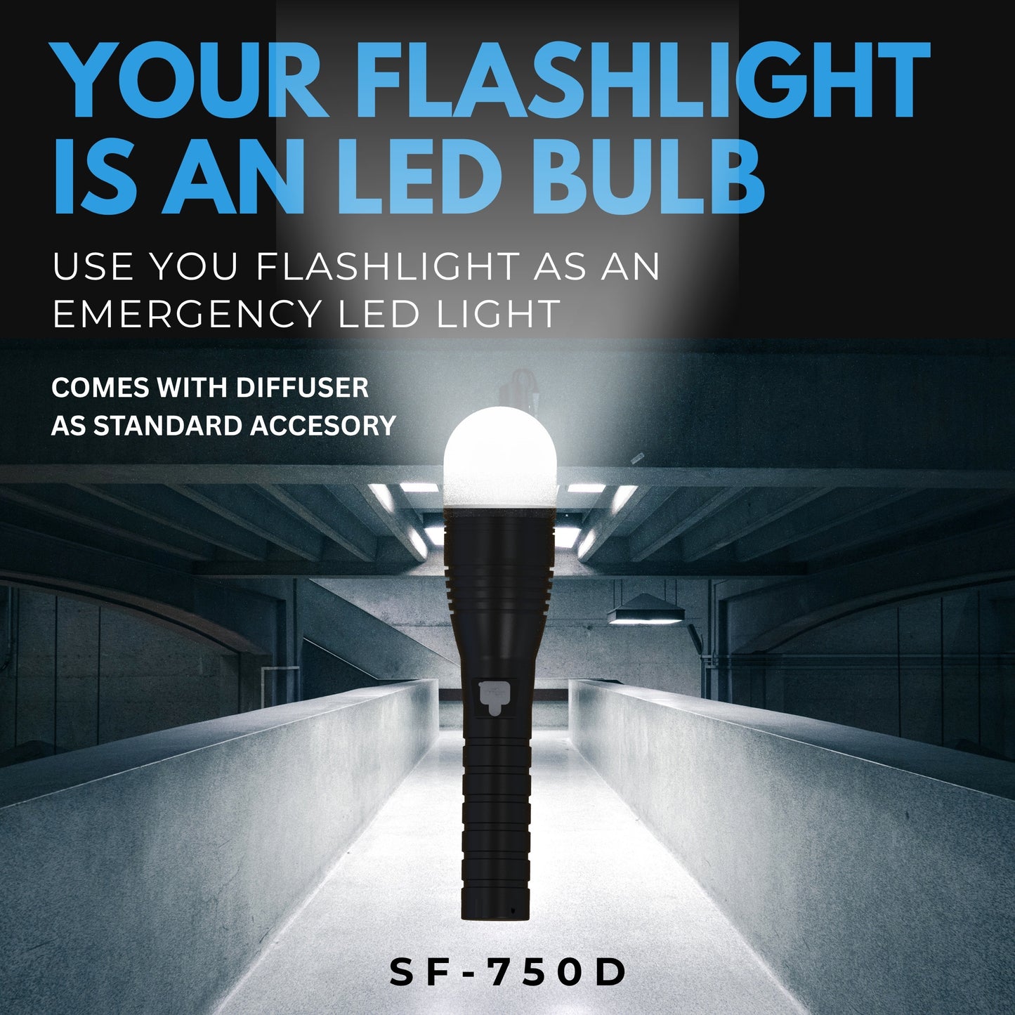 SF-750-D Rechargeable LED Flashlight with Diffuser Cap