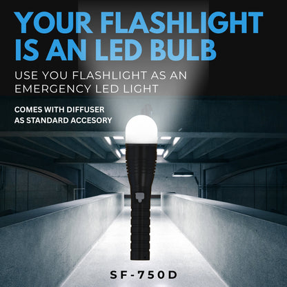SF-750-D Rechargeable LED Flashlight with Diffuser Cap