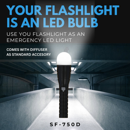 SF-750-D Rechargeable LED Flashlight with Diffuser Cap