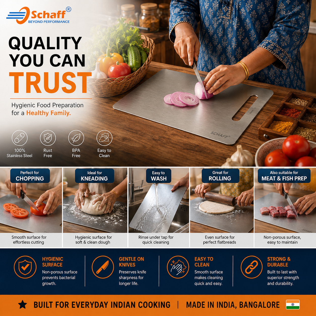 Schaff Chopping Board - Extra Large- Counter Top- 85 X 48 Cms