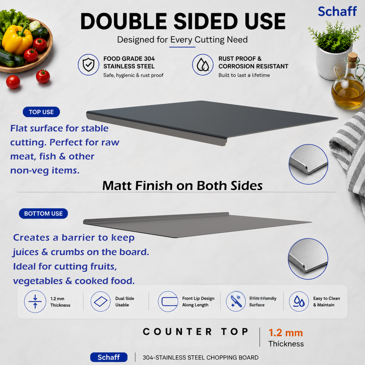 Schaff Chopping Board - Big- Counter Top- 50 x 40 Cms