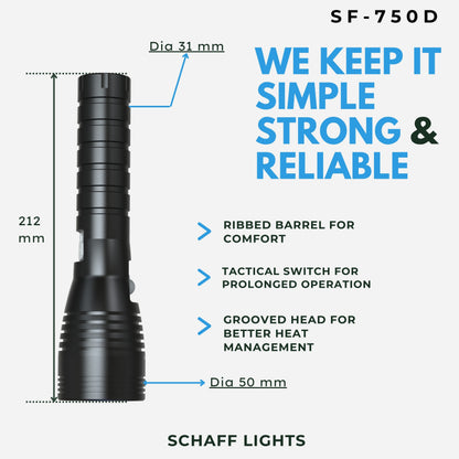 SF-750-D Rechargeable LED Flashlight with Diffuser Cap