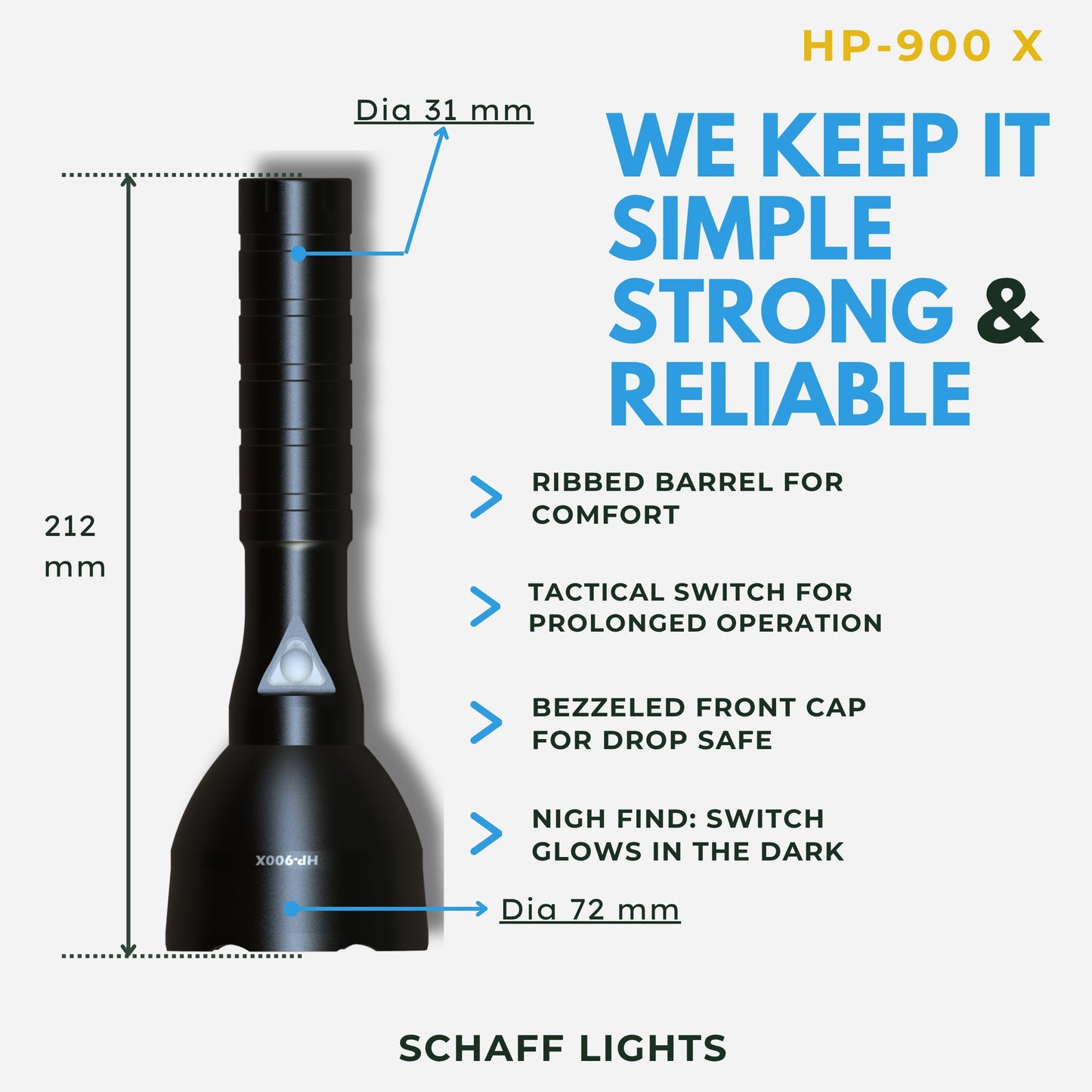 Schaff HP-900X Rechargeable LED Flashlight