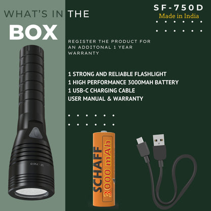 SF-750-D Rechargeable LED Flashlight with Diffuser Cap