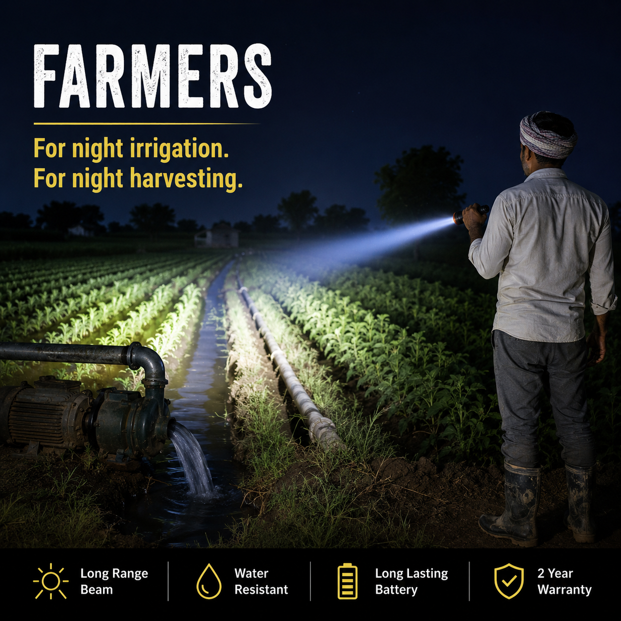 Farmers using Schaff HP-900X for night irrigation and harvesting