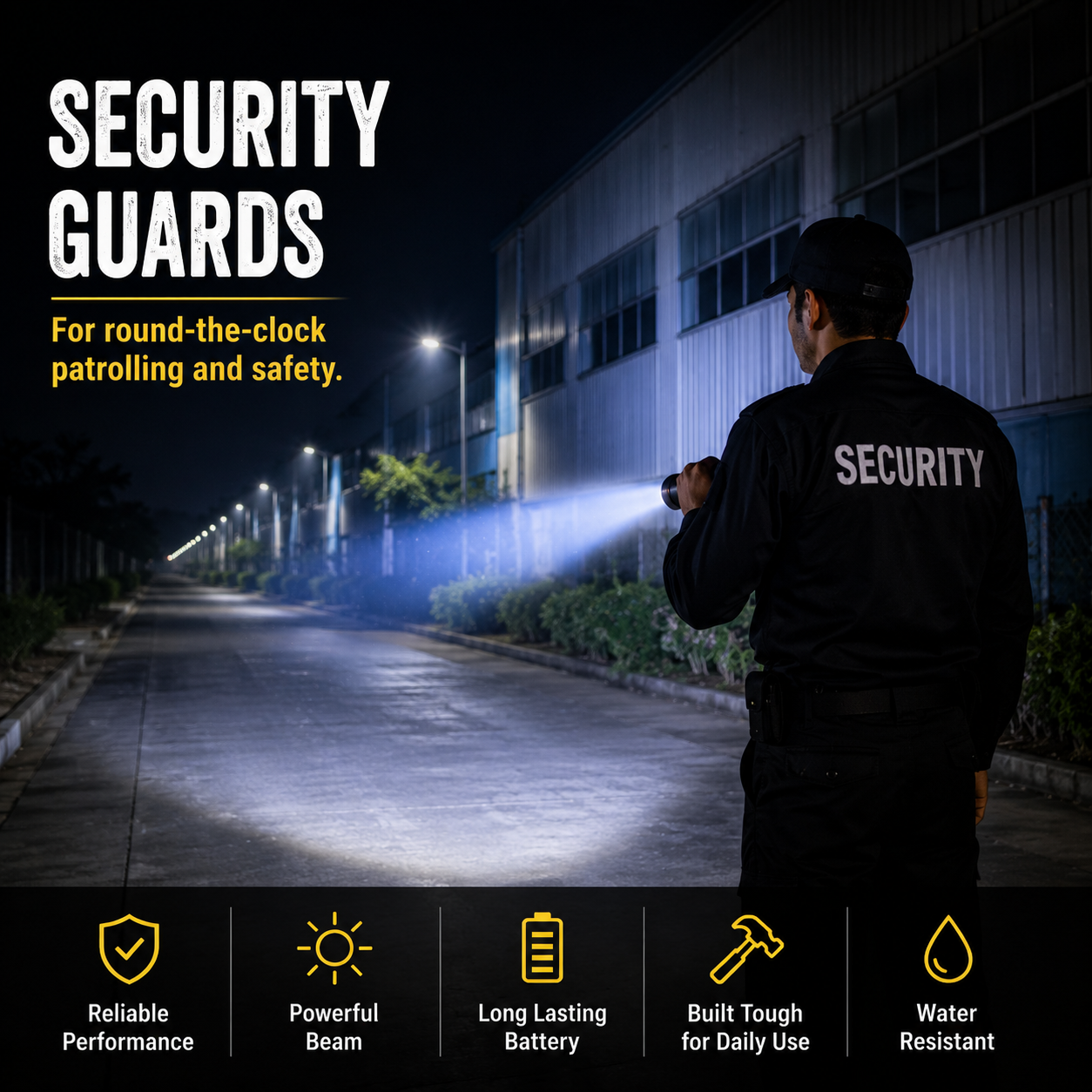 Security guards using Schaff HP-900X for night patrolling