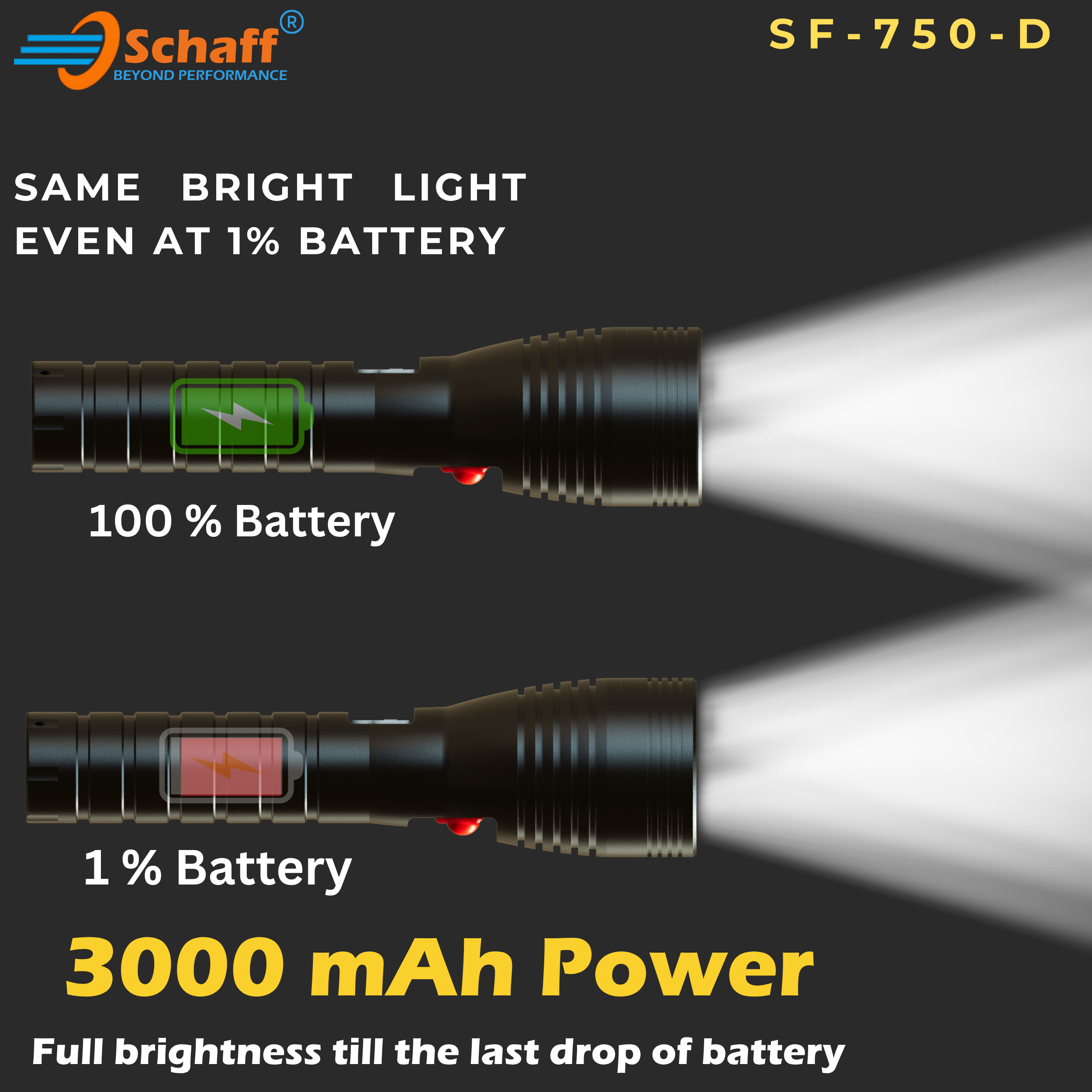 Schaff SF-750 D rechargeable LED flashlight made in India